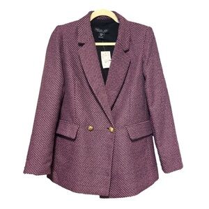 ⭐️ NWT- Rachel Zoe diagonally striped double breasted blazer- size XS